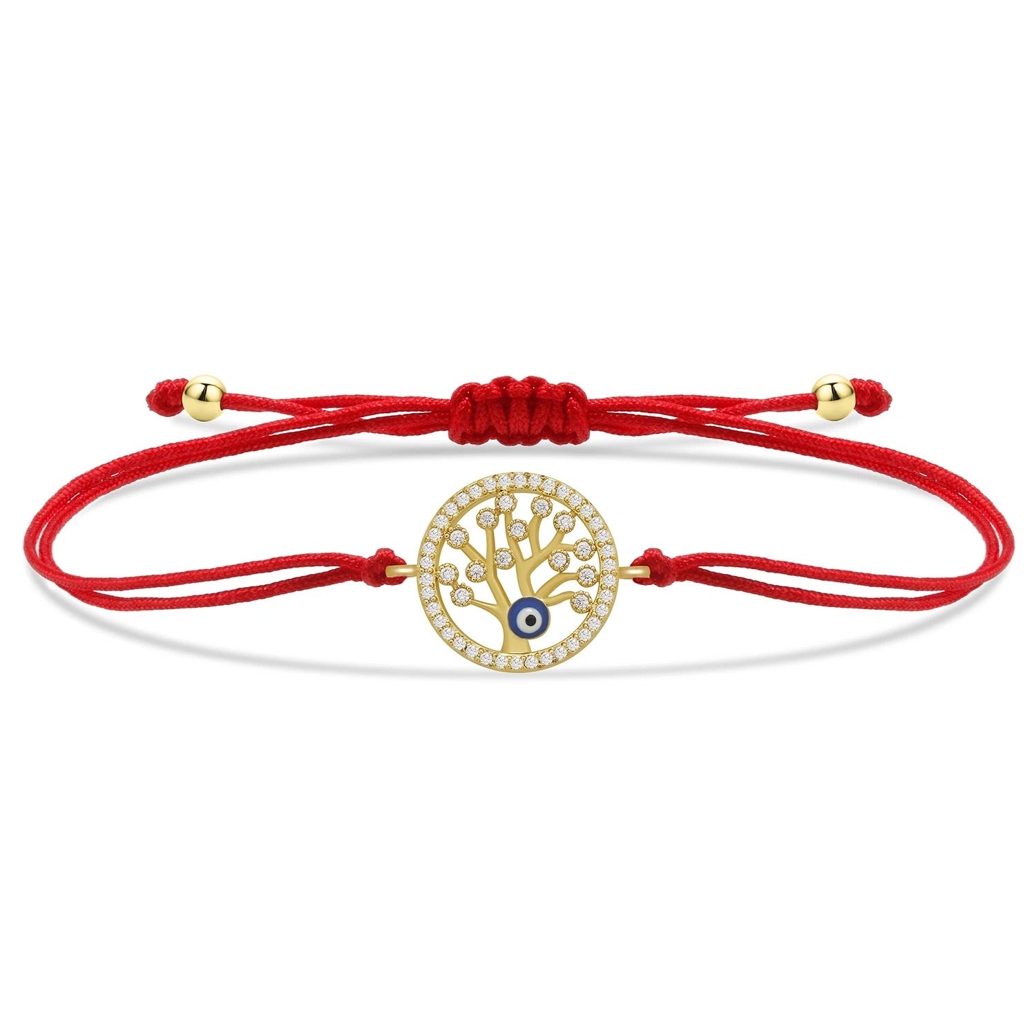 Gold Tree of Life & Evil Eye Charm Red String Protection Bracelet - My Harmony Tree