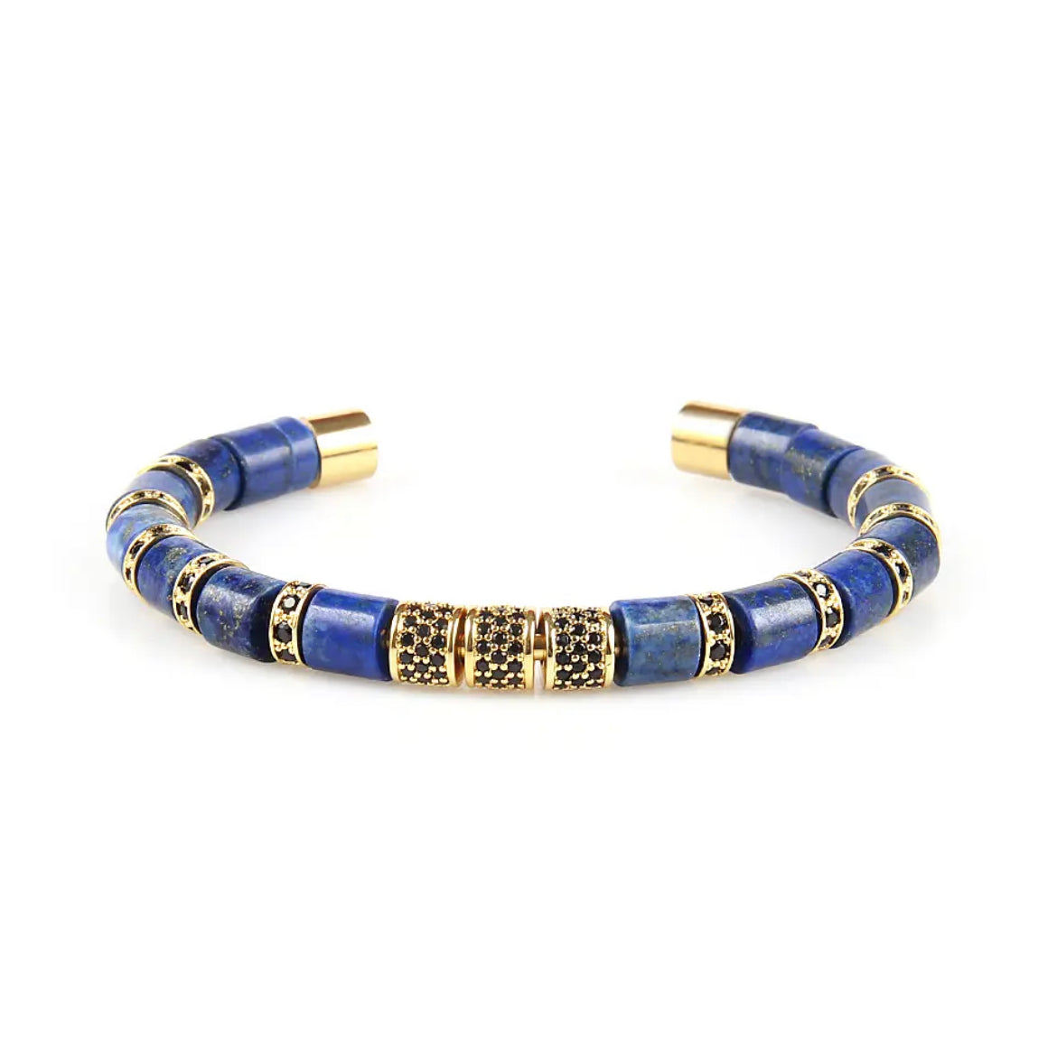 Lapis Lazuli & Gold Beads Cuff Bracelet - My Harmony Tree
