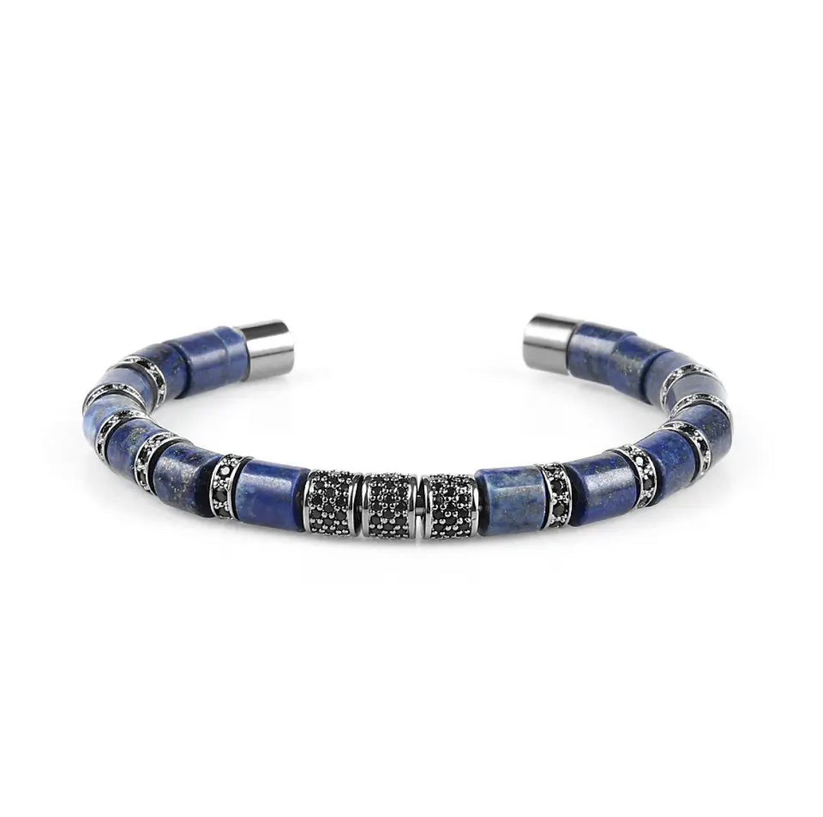 Lapis Lazuli & Black Crystals Cuff Bracelet - My Harmony Tree