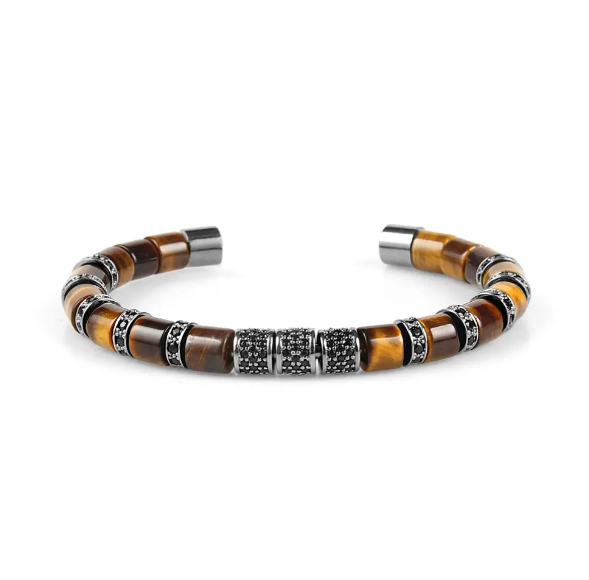 Tiger Eye & Black Beads Cuff Bracelet - My Harmony Tree