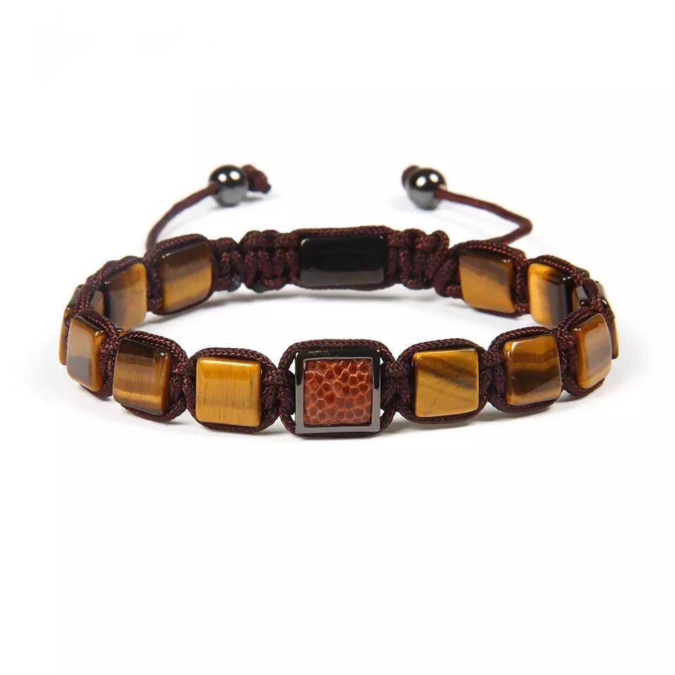 Tiger Eye Square Beads & Stingray Braided Bracelet - MY HARMONY TREE