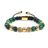 Green Tiger Eye & CZ Gold Beads Bracelet - My Harmony Tree