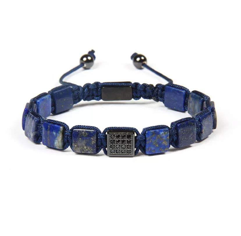 CZ Black Square Beads Lapis Lazuli Braided Bracelet - MY HARMONY TREE