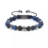 Blue Tiger Eye & Gunmetal Beads Bracelet - MY HARMONY TREE