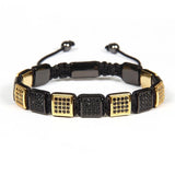 Black Crystals Gold Square Beads Bracelet - My Harmony Tree