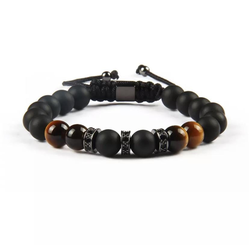 CZ Black Onyx & Tiger Eye Beads Bracelet - MY HARMONY TREE