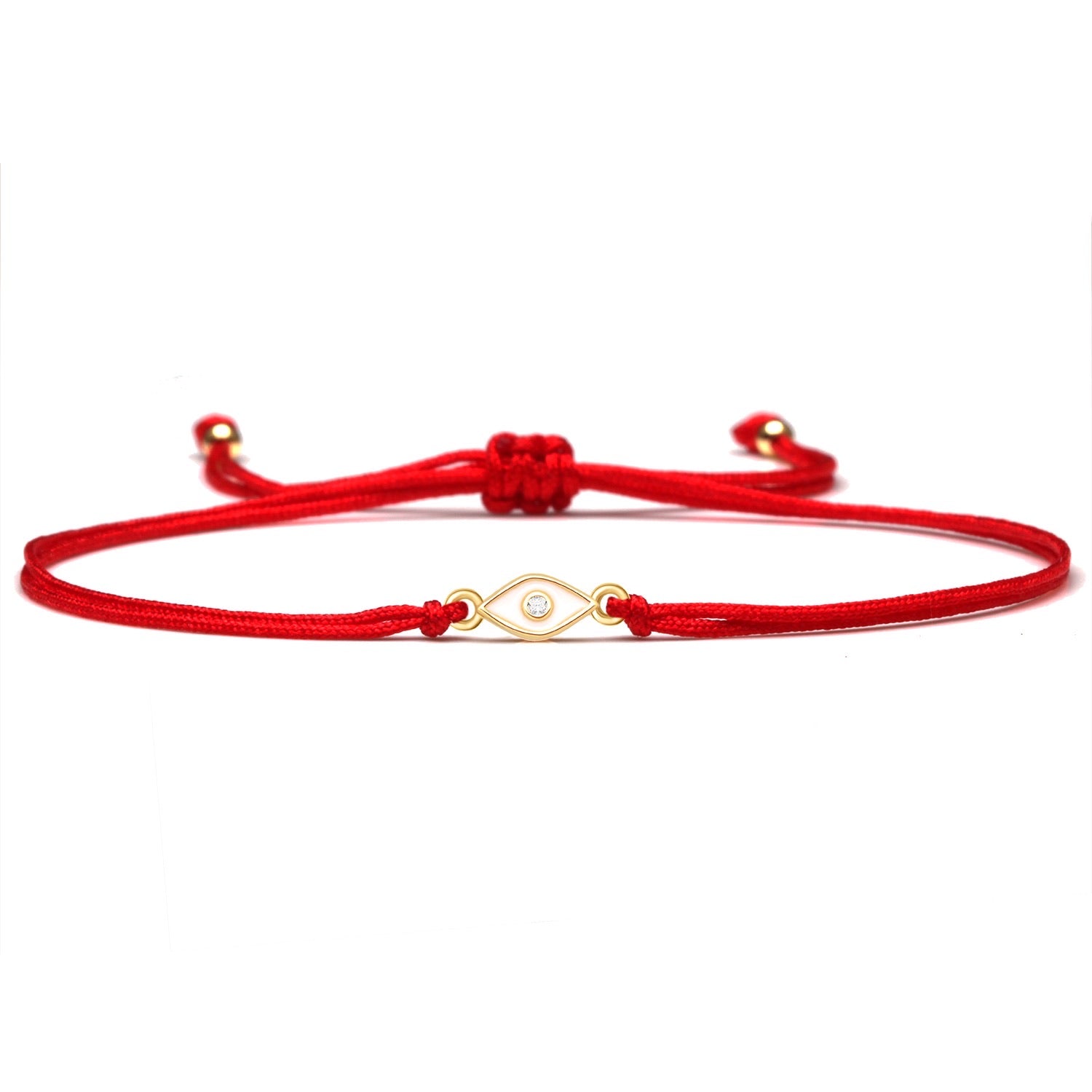 White Little Evil Eye Charm Red String Protection Bracelet - MY HARMONY TREE