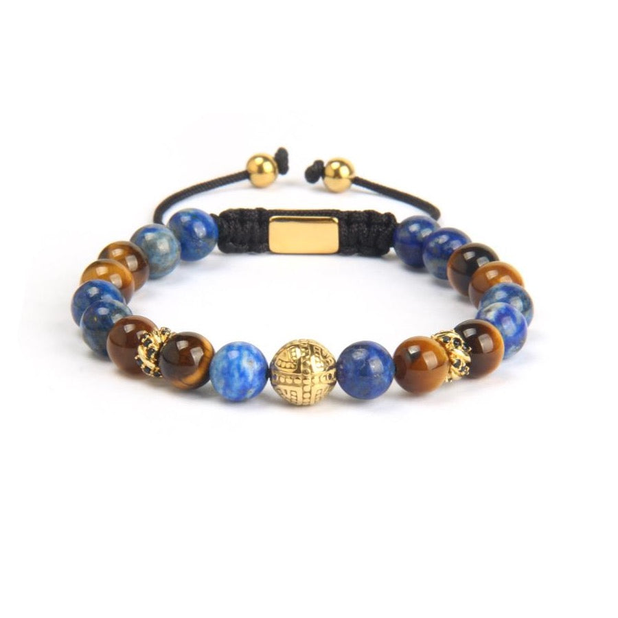 Lapis Lazuli & Tiger Eye Gold Beads Bracelet - MY HARMONY TREE