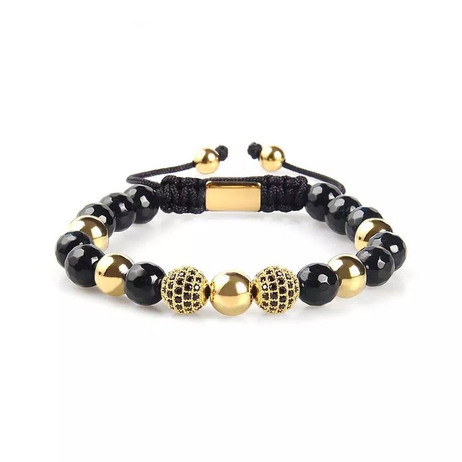 Black Onyx & Gold Beads Bracelet - MY HARMONY TREE