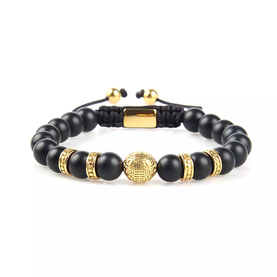 Black Onyx & Gold Beads Bracelet - MY HARMONY TREE