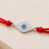 Silver Blue Evil Eye Charm Red String Protection Bracelet