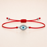 Silver Evil Eye Charm Red String Protection Bracelet