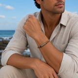 Tiger Eye & Silver Beads Cuff Bracelet