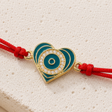 Green Heart Charm Red String Protection Bracelet