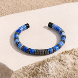 Lapis Lazuli & Black Crystals Cuff Bracelet