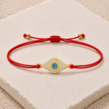 Gold Blue Evil Eye Charm Red String Protection Bracelet