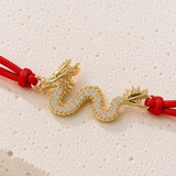 Gold Dragon Charm Red String Protection Bracelet