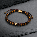 Tiger Eye & Gold Beads Adjustable Bracelet
