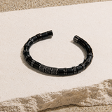 Black Onyx & Black Beads Cuff Bracelet