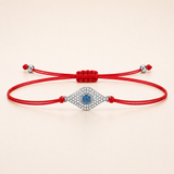 Silver Blue Evil Eye Charm Red String Protection Bracelet