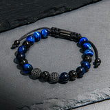 Blue Tiger Eye & Gunmetal Beads Bracelet