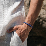 Silver Chain & Blue String Braided Bracelet