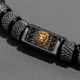 Gold Lion & Black Metal Beads Bracelet