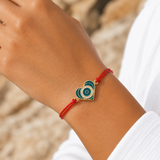 Green Heart Charm Red String Protection Bracelet