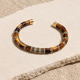 Tiger Eye & Gold Beads Cuff Bracelet