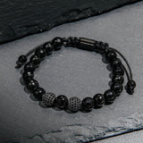 Black Onyx & Cubic Zirconia Beads Bracelet