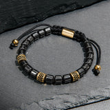 Gold & Black Crystals Metal Beads Bracelet