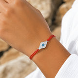 Silver Blue Evil Eye Charm Red String Protection Bracelet