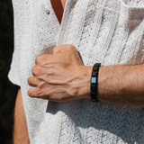 Black Onyx & Turquoise Square Beads Braided Bracelet