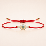 Gold Blue Evil Eye Charm Red String Protection Bracelet