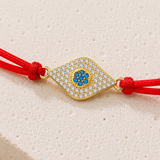 Gold Blue Evil Eye Charm Red String Protection Bracelet
