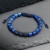 Blue Crystals Lapis Lazuli Cylinder Beads Bracelet