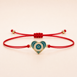 Green Heart Charm Red String Protection Bracelet