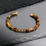 Tiger Eye & Gold Beads Cuff Bracelet