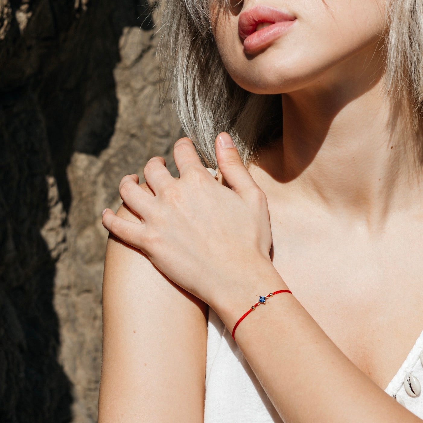 Lucky Little Blue Crystal Red String Protection Bracelet - My Harmony Tree