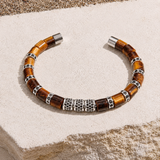 Tiger Eye & Silver Beads Cuff Bracelet
