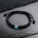Black Onyx & Turquoise Square Beads Braided Bracelet