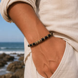 Black Onyx & Gold Beads Cuff Bracelet
