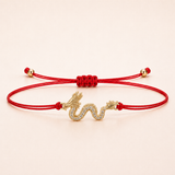 Gold Dragon Charm Red String Protection Bracelet