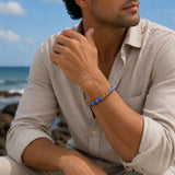 Lapis Lazuli & Gold Beads Cuff Bracelet