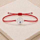Silver Tree of Life & Evil Eye Charm Red String Protection Bracelet