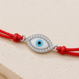 Silver Evil Eye Charm Red String Protection Bracelet