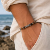 Tiger Eye & Silver Beads Cuff Bracelet