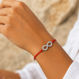Silver Infinity Charm Red String Protection Bracelet