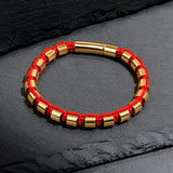 Gold Metal Beads & Red String Braided Bracelet