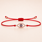 Rose Gold Evil Eye Charm Red String Protection Bracelet